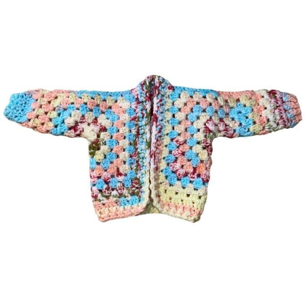 Handmade Crocheted Hexagon Sweater Cardigan Size 1-2 Years